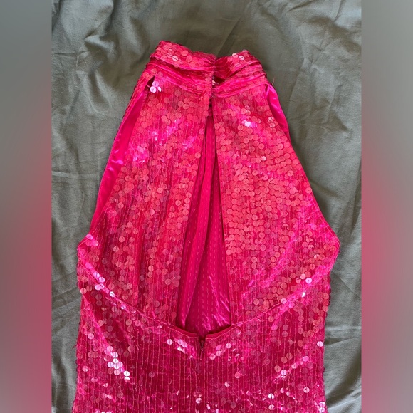 Hot Pink Sequin Vintage Dress - Picture 4 of 5